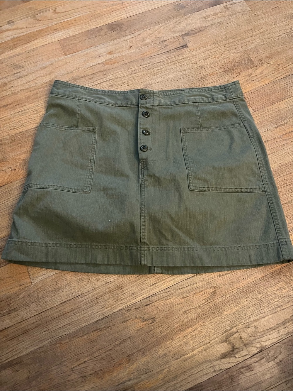 GAP Olive Green Button-Front Mini Skirt